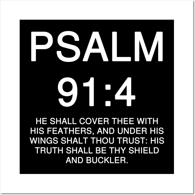 Psalm 91:4 King James Version Wall Art by Holy Bible Verses